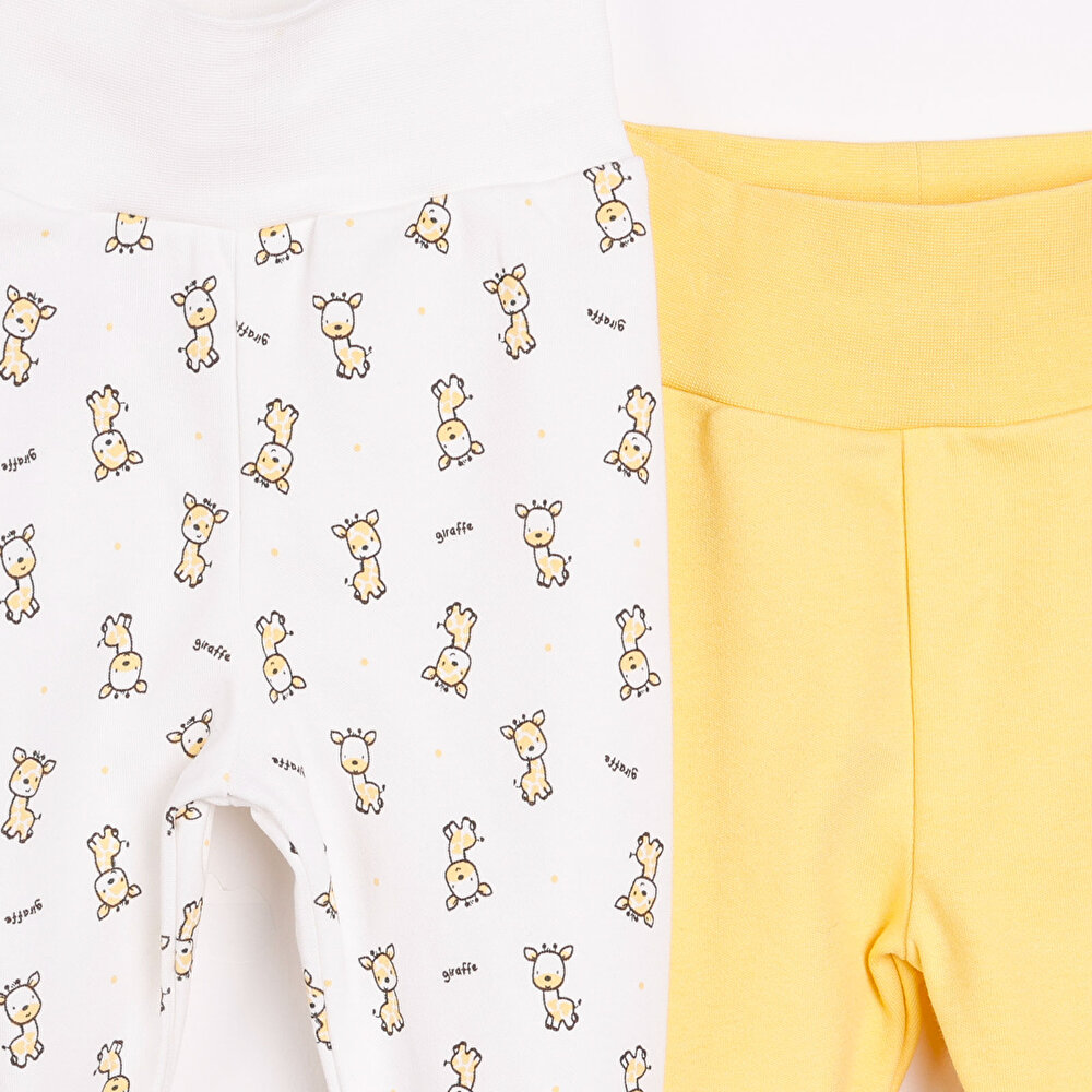 Yenidoğan Geniş Bel Zürafa Desenli 2li Patikli Alt Erkek Bebek