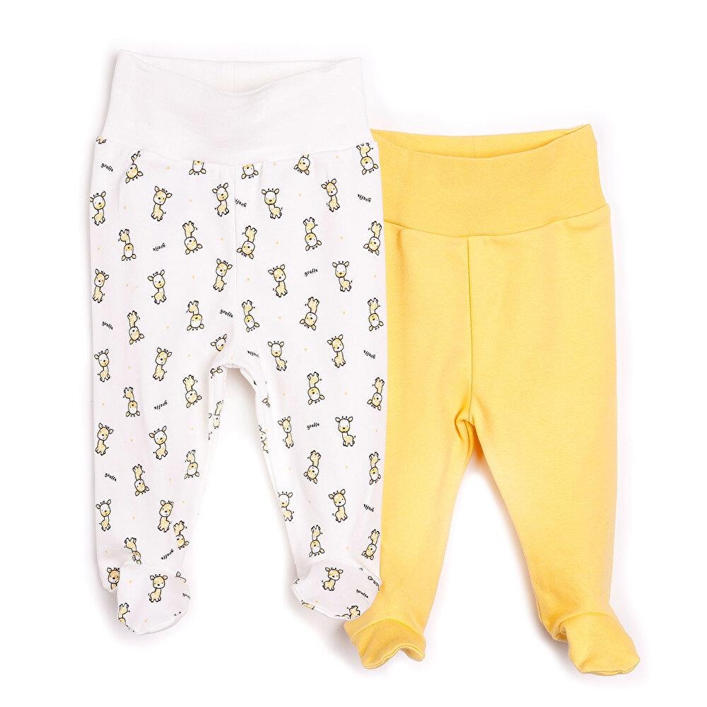 Yenidoğan Geniş Bel Zürafa Desenli 2li Patikli Alt Erkek Bebek