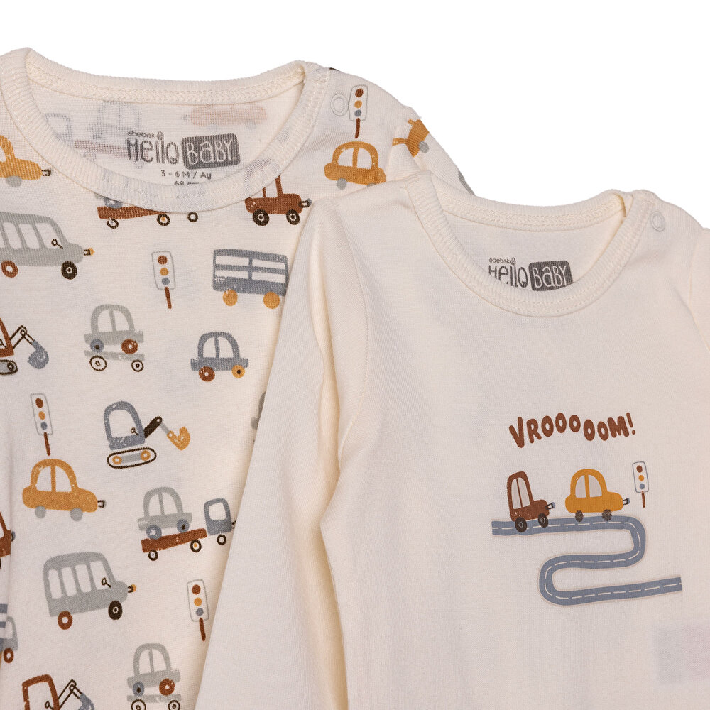 Erkek Bebek 2li Uzun Kol Body Ribana Çıtçıtlı Yaka Uzun Kol