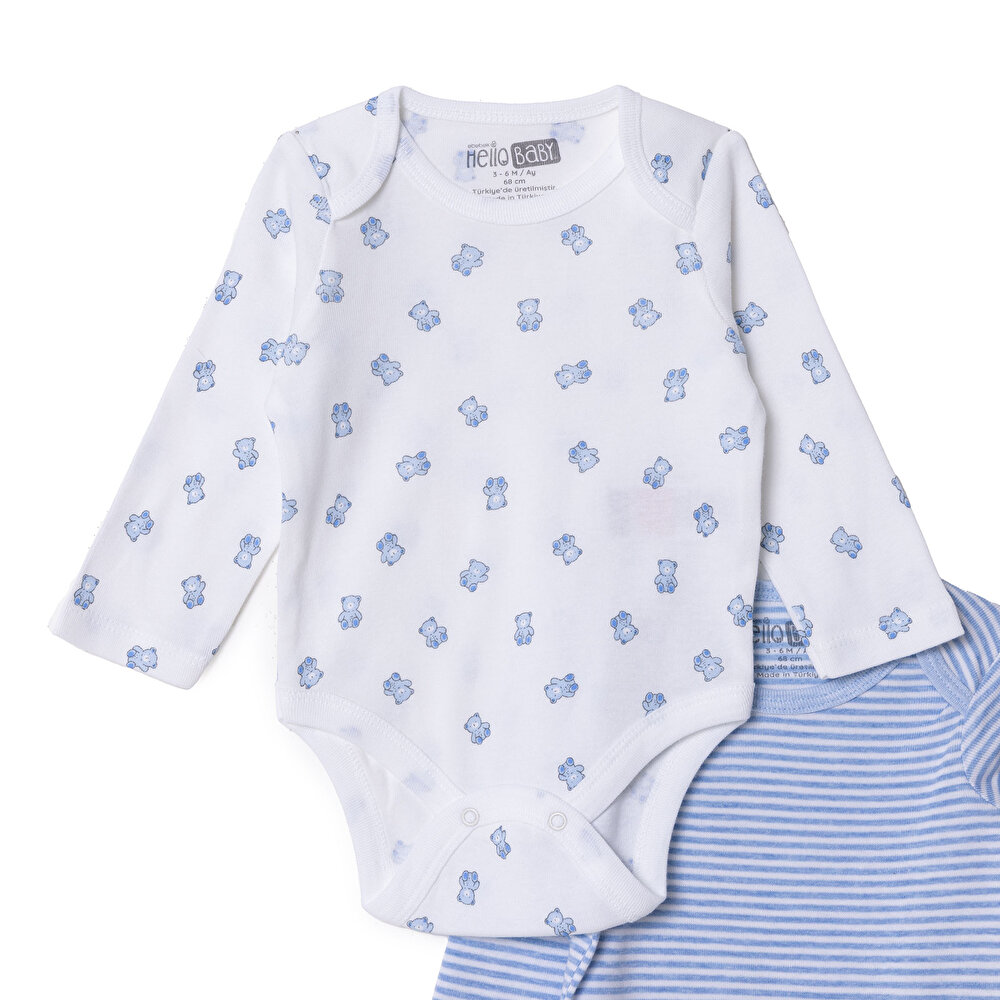 Erkek Bebek 2li Uzun Kol Body Zarf Yaka Uzun Kol Ribana Paça