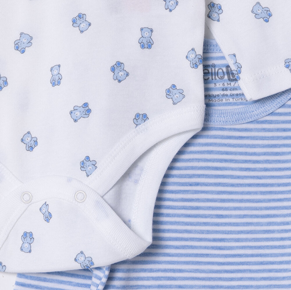 Erkek Bebek 2li Uzun Kol Body Zarf Yaka Uzun Kol Ribana Paça