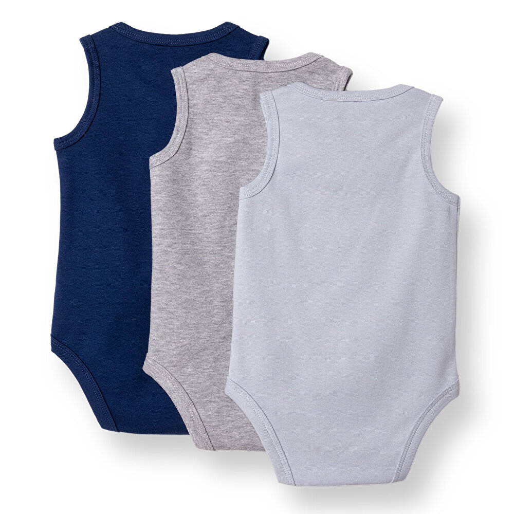 Erkek Bebek 3lü Atlet Body Ribana Bisiklet Yaka Atlet Kol