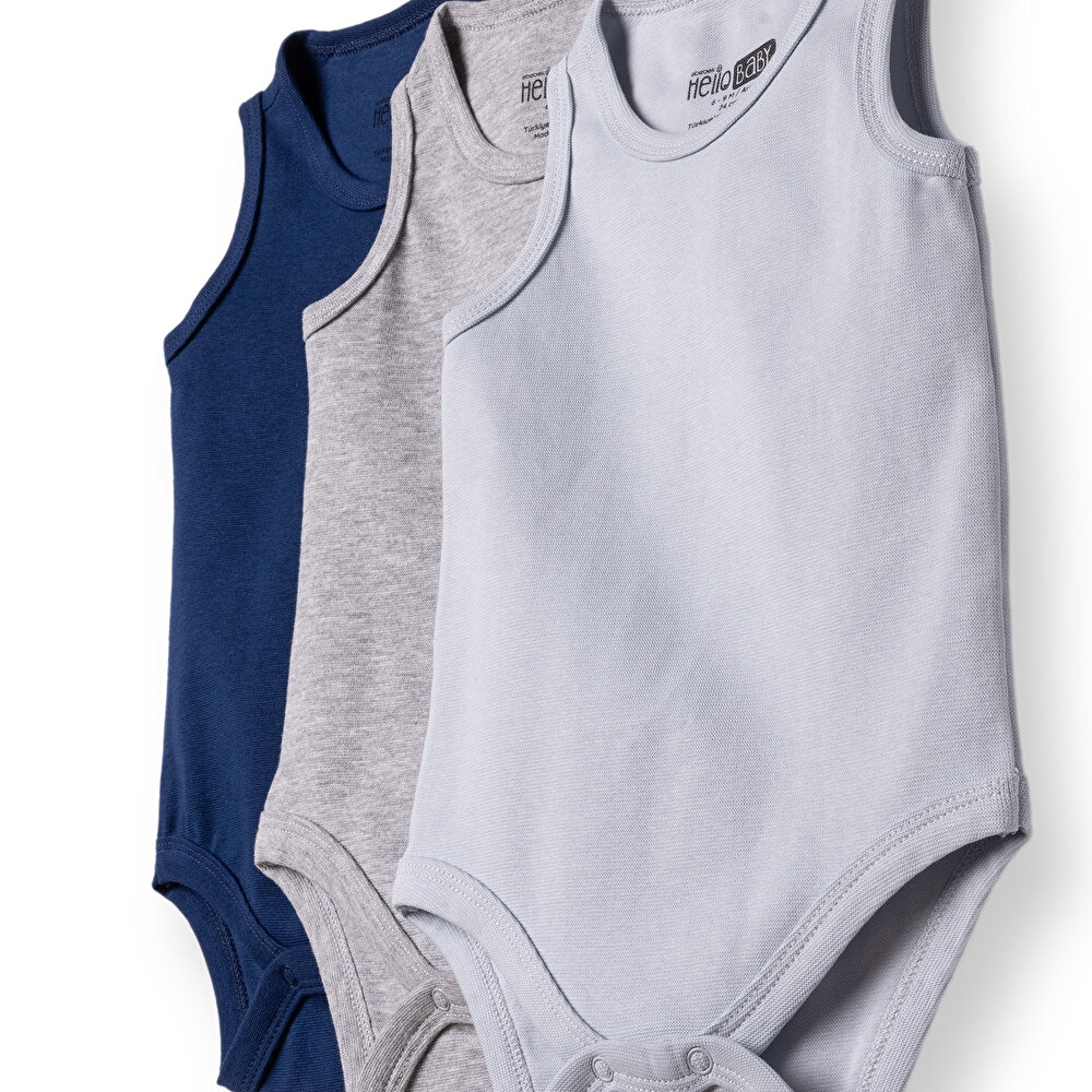 Erkek Bebek 3lü Atlet Body Ribana Bisiklet Yaka Atlet Kol