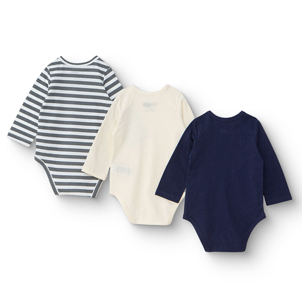 Erkek Bebek 3lü Atlet Body Süprem Bisiklet Yaka Uzun Kol