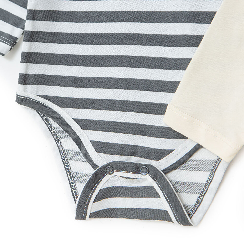 Erkek Bebek 3lü Atlet Body Süprem Bisiklet Yaka Uzun Kol