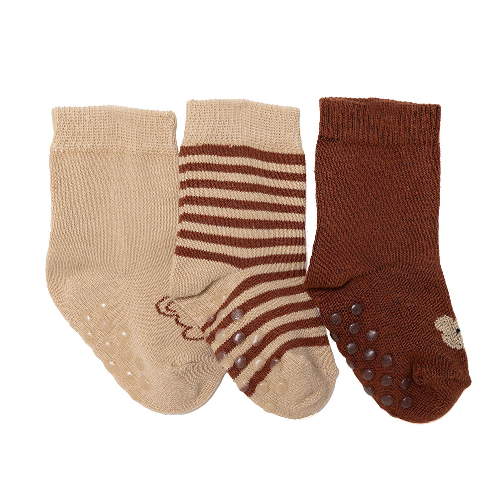 Erkek Bebek 3lü Kaydırmaz Çorap