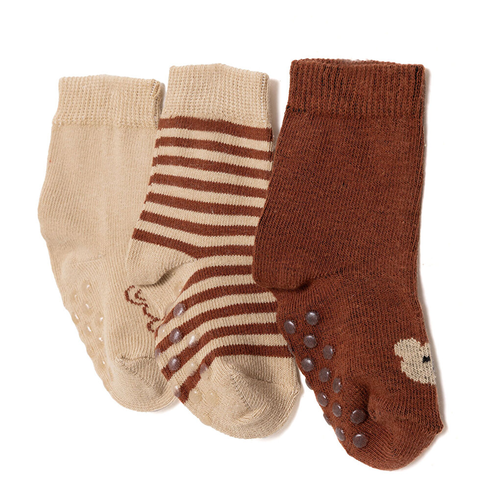 Erkek Bebek 3lü Kaydırmaz Çorap