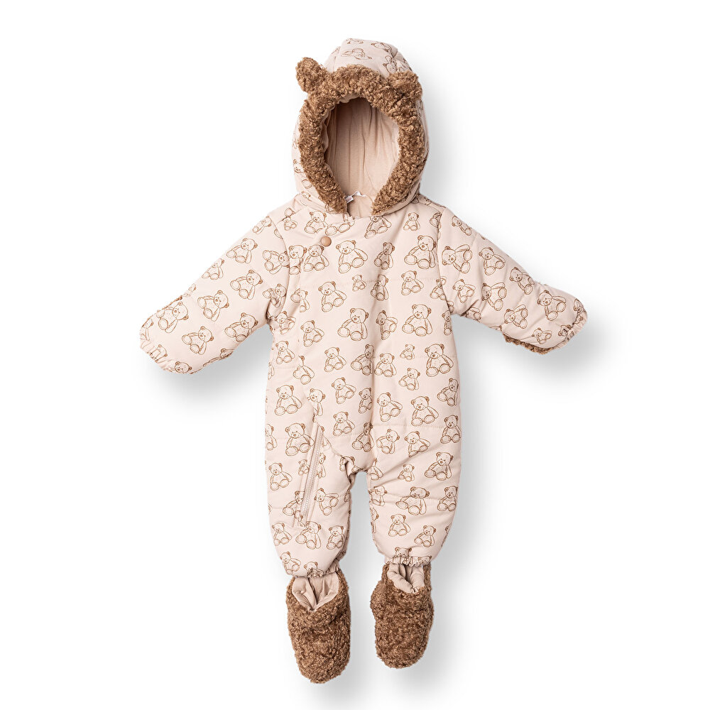 Erkek Bebek Astronot Tulum Fermuarlı Polyester Uzun Kol Patikli Paça