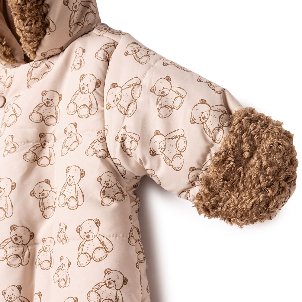 Erkek Bebek Astronot Tulum Fermuarlı Polyester Uzun Kol Patikli Paça