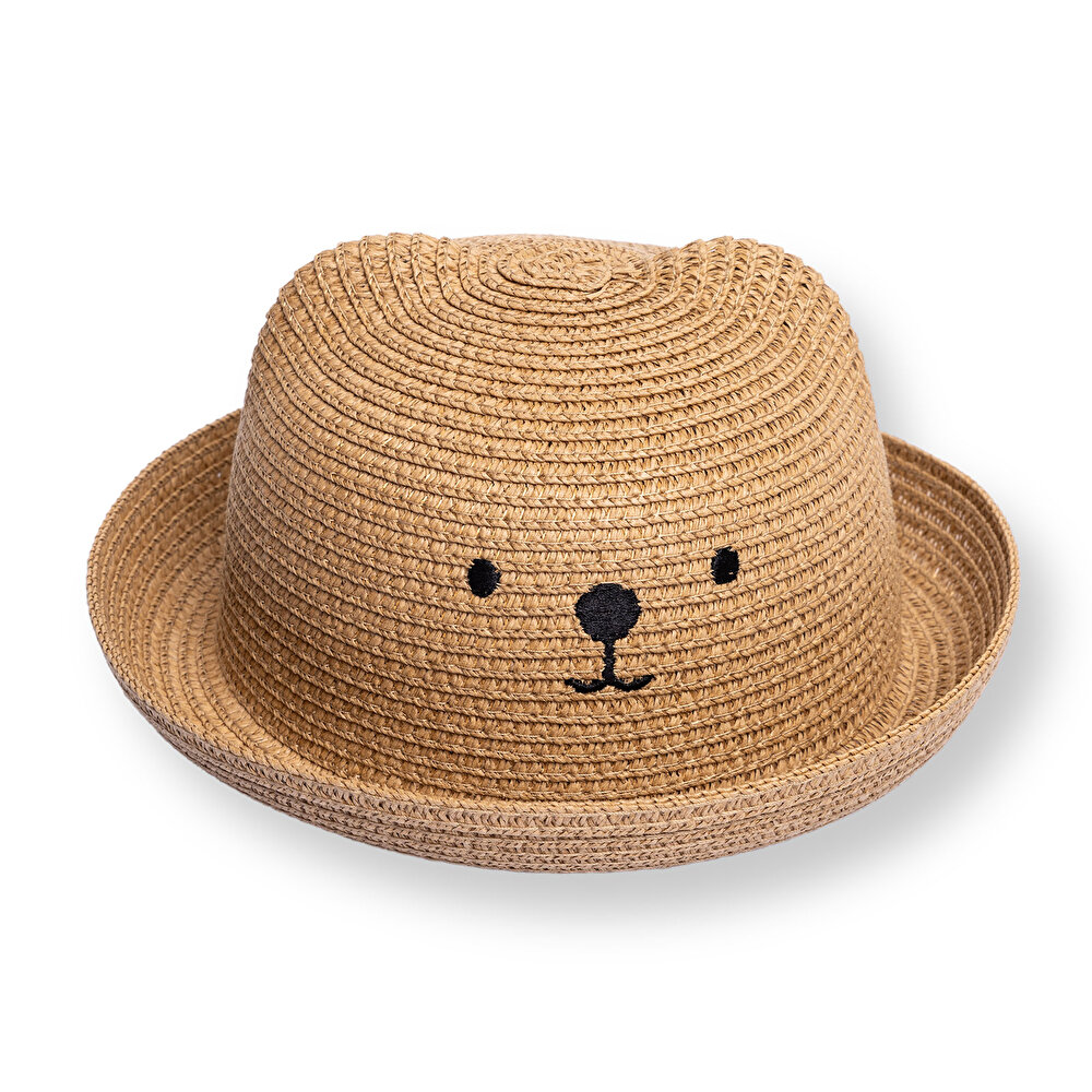 Erkek Bebek Ayıcık Hasır Şapka