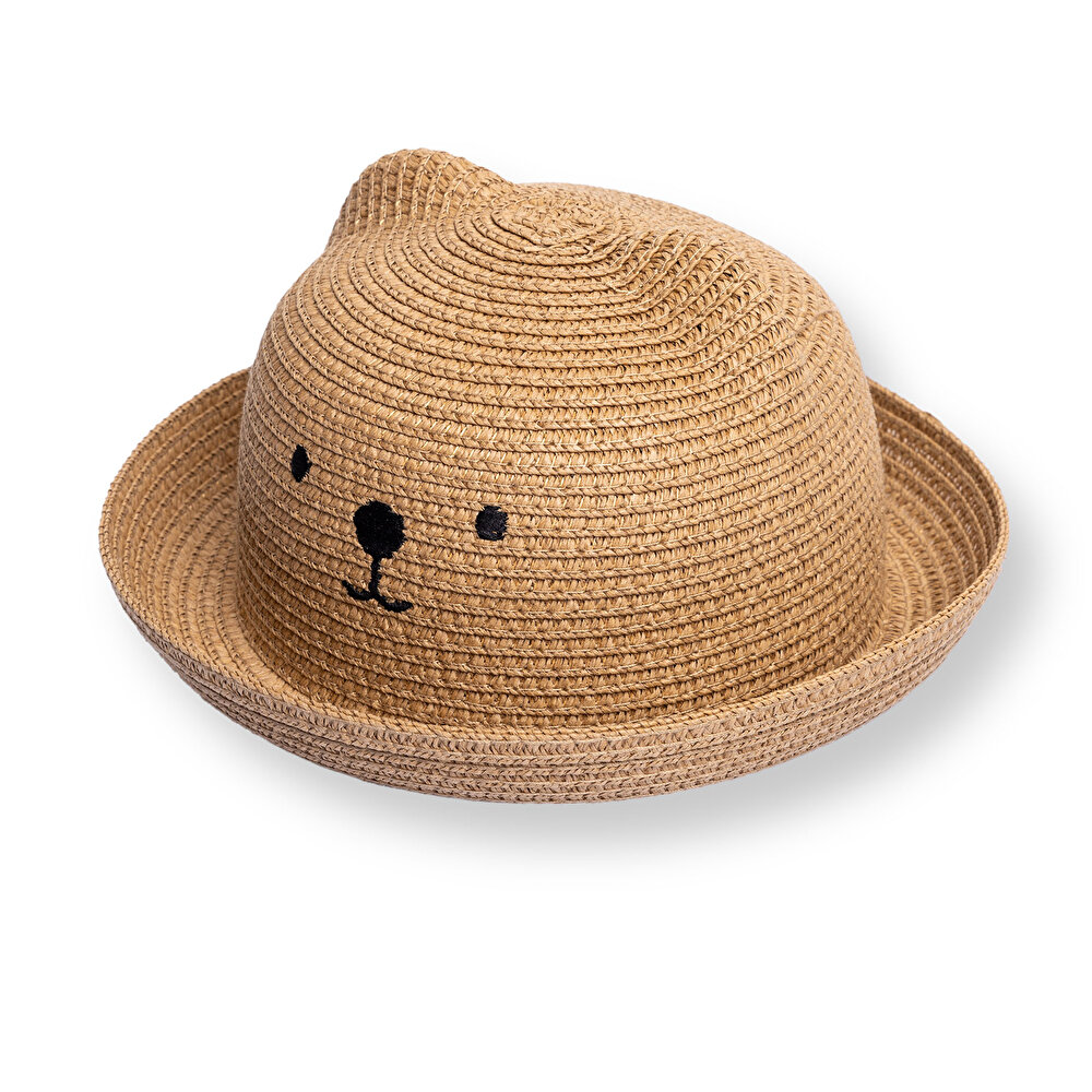 Erkek Bebek Ayıcık Hasır Şapka