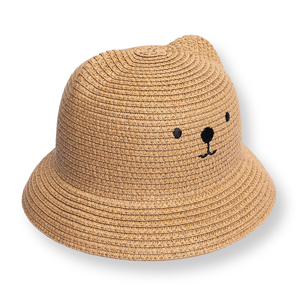 Erkek Bebek Ayıcık Hasır Şapka