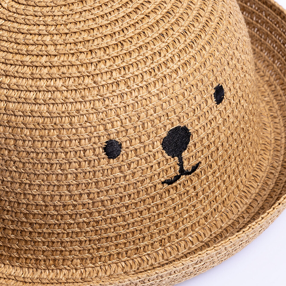 Erkek Bebek Ayıcık Hasır Şapka