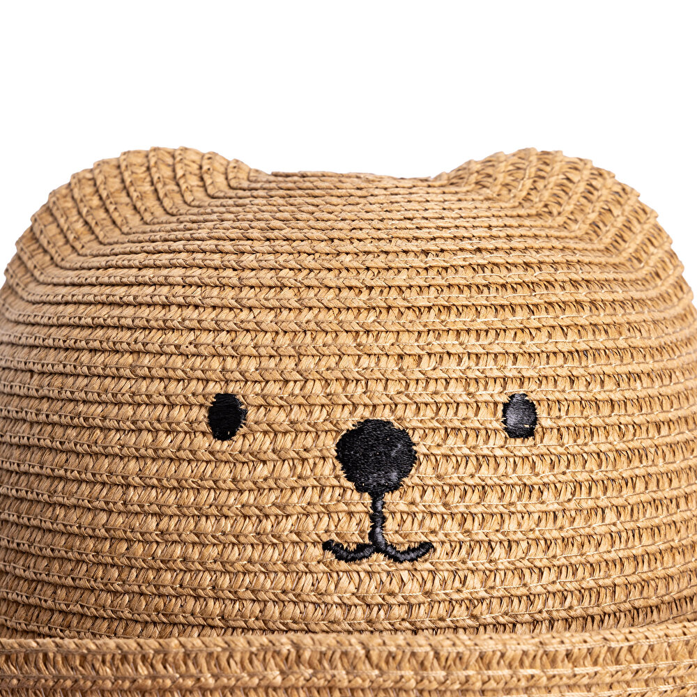 Erkek Bebek Ayıcık Hasır Şapka