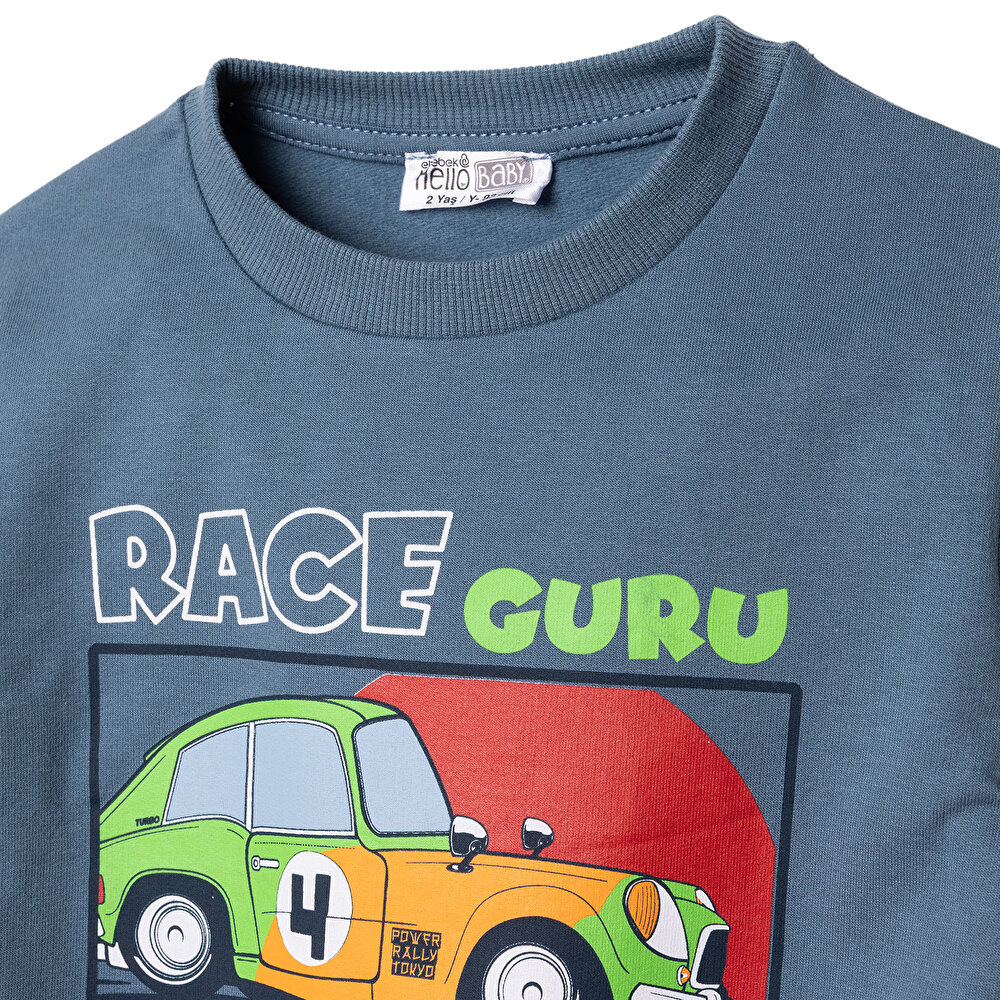 Erkek Bebek Basic Sweatshirt Şardonlu Bisiklet Yaka Uzun Kol