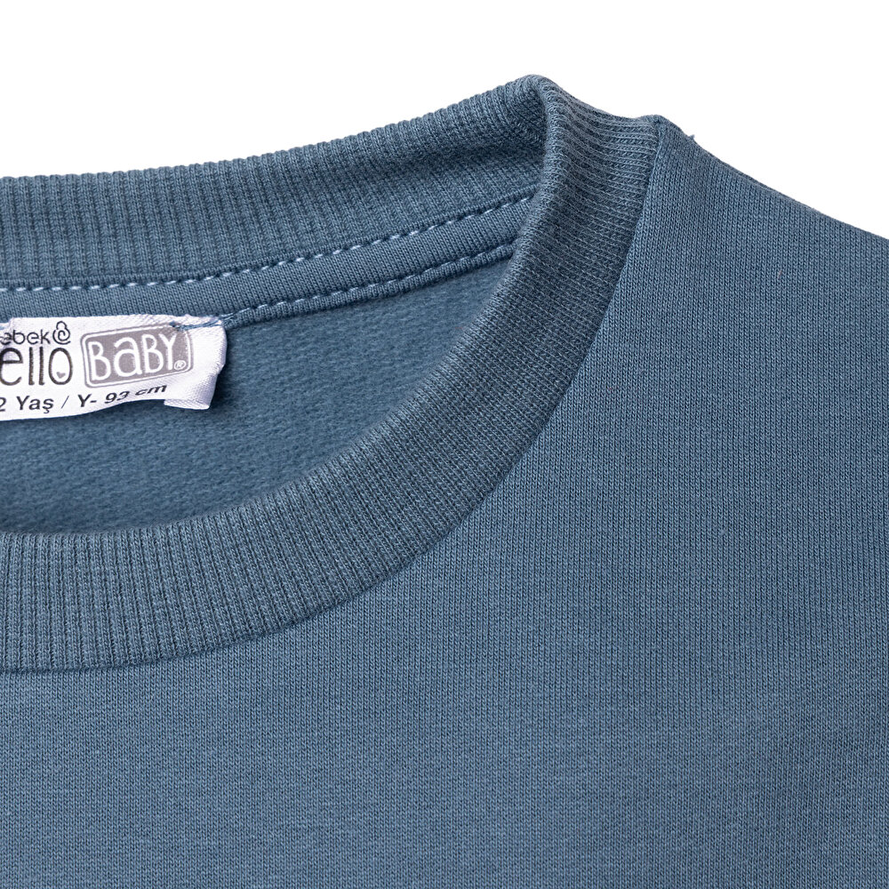 Erkek Bebek Basic Sweatshirt Şardonlu Bisiklet Yaka Uzun Kol