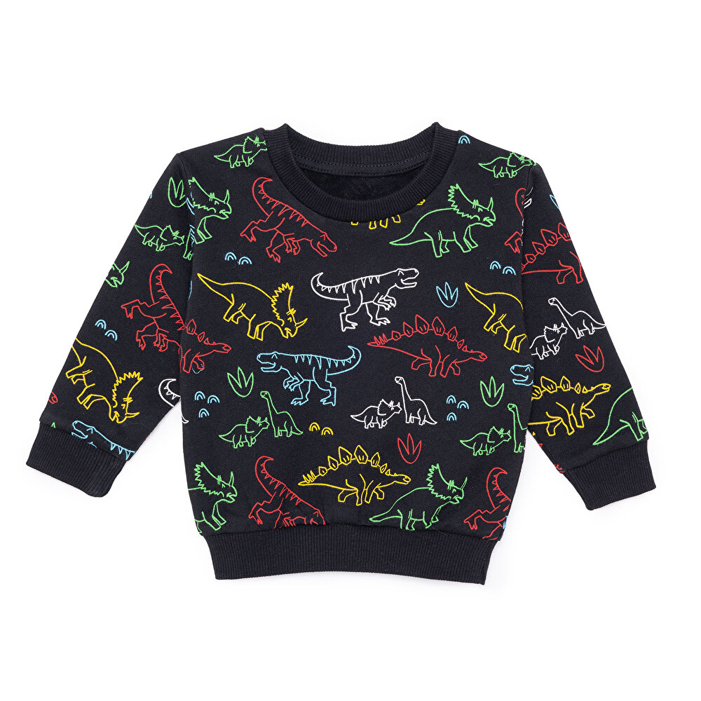 Erkek Bebek Basic Sweatshirt Şardonlu Bisiklet Yaka Uzun Kol