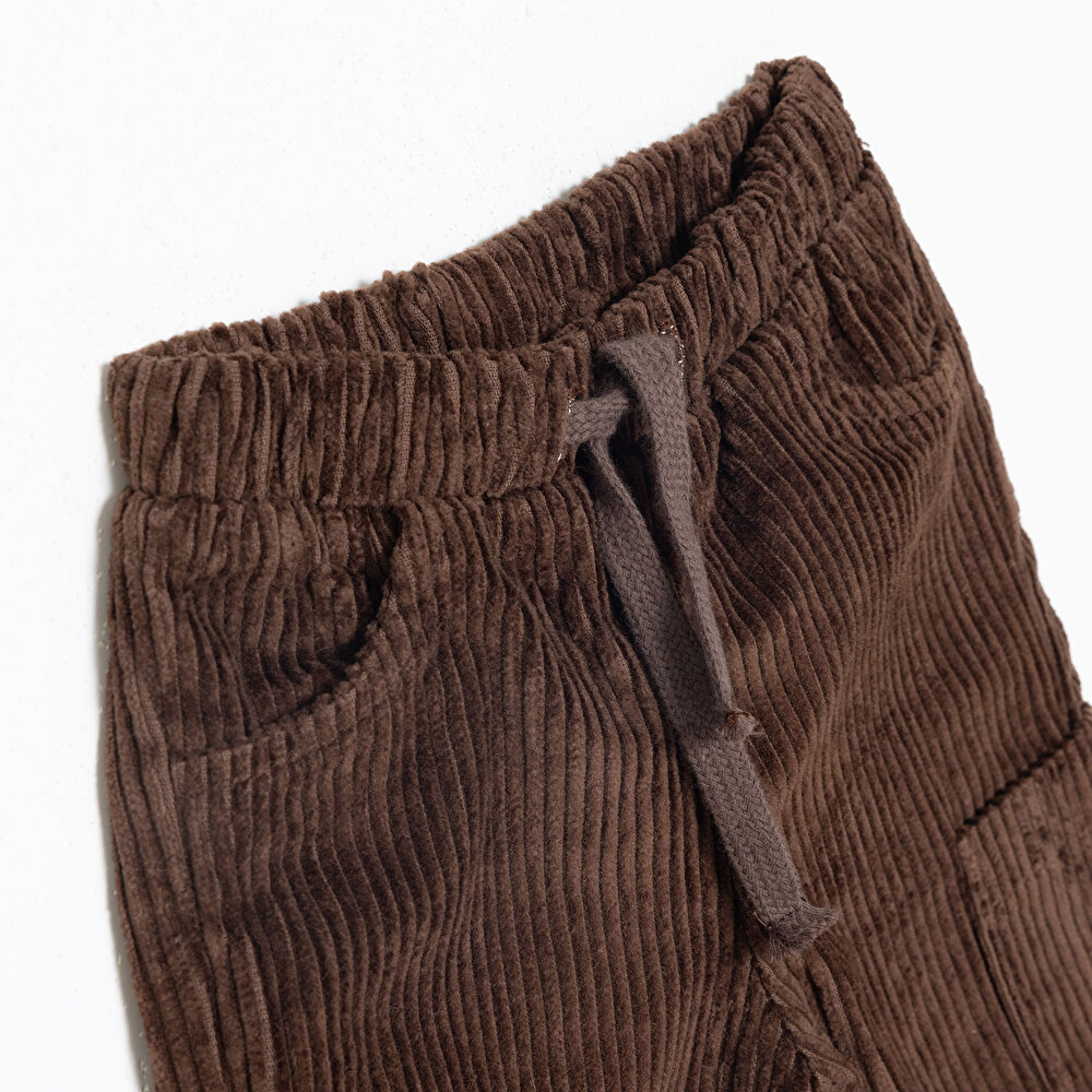 Erkek Bebek Camp Life Eşofman Alt Fitilli Kadife Dokuma Lastikli Paça