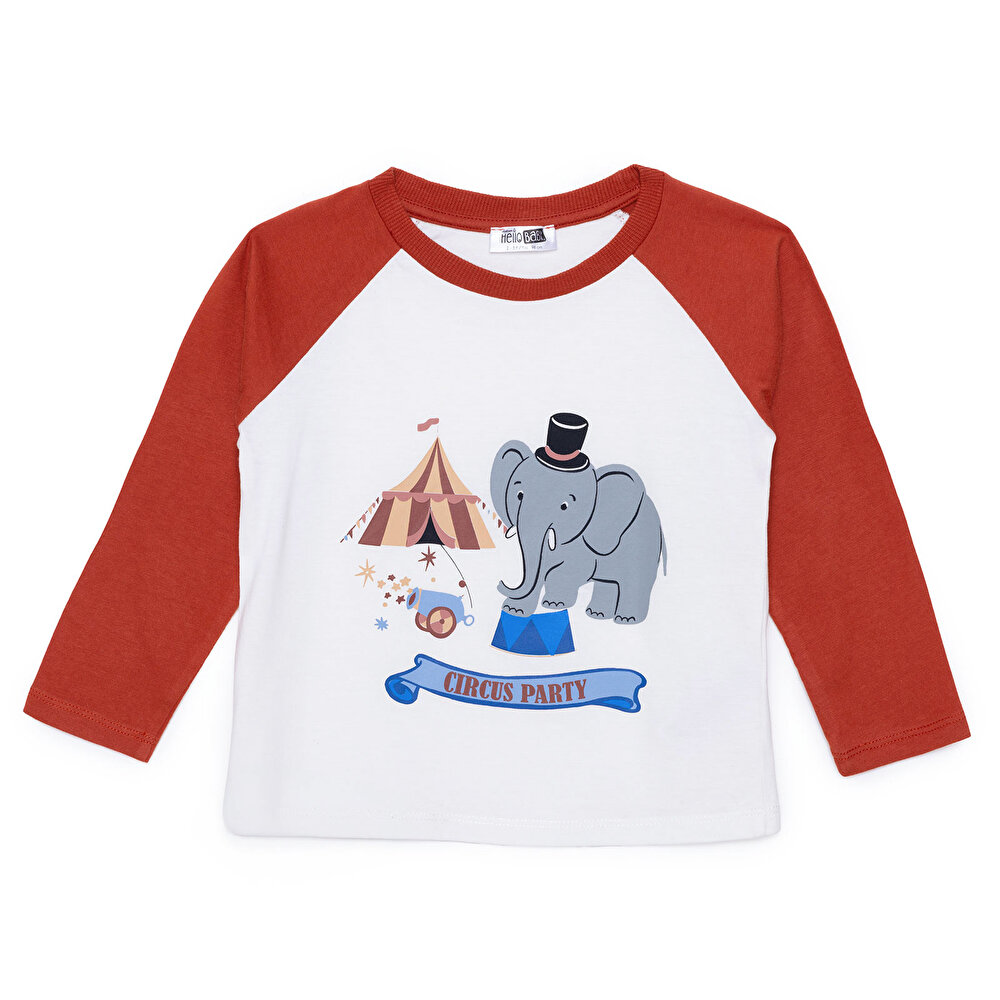 Erkek Bebek Circus Uzun Kol Tshirt Bisiklet Yaka Uzun Kol