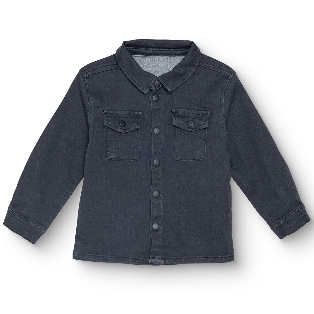 Erkek Bebek Cool Boy Gömlek Denim Modelli Yaka Uzun Kol