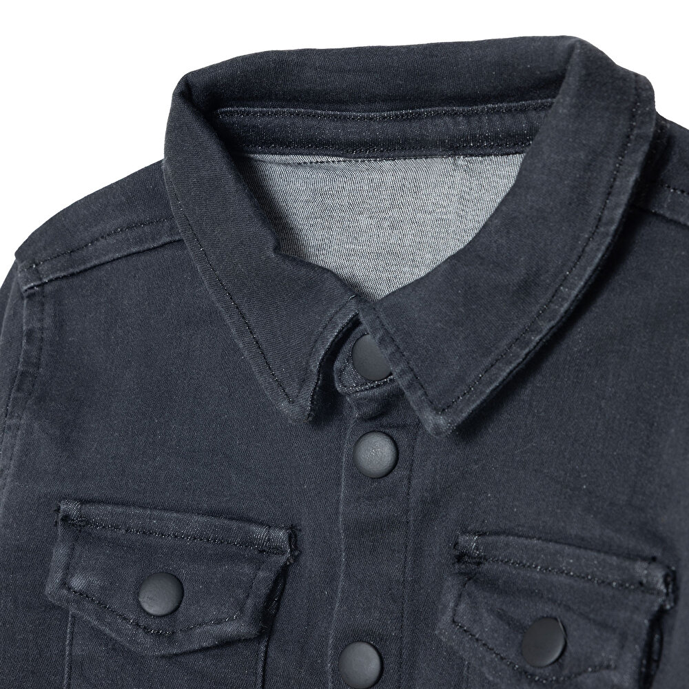 Erkek Bebek Cool Boy Gömlek Denim Modelli Yaka Uzun Kol