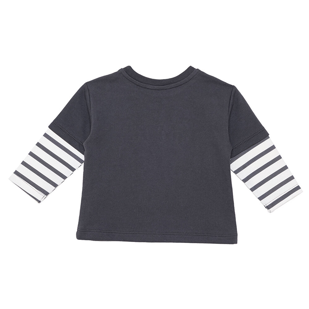 Erkek Bebek Cool Boy Uzun Kol Tshirt İki İplik Bisiklet Yaka Uzun Kol