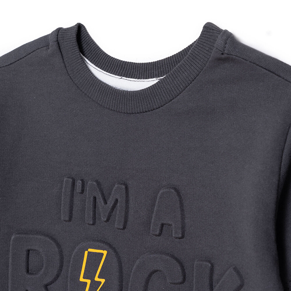 Erkek Bebek Cool Boy Uzun Kol Tshirt İki İplik Bisiklet Yaka Uzun Kol