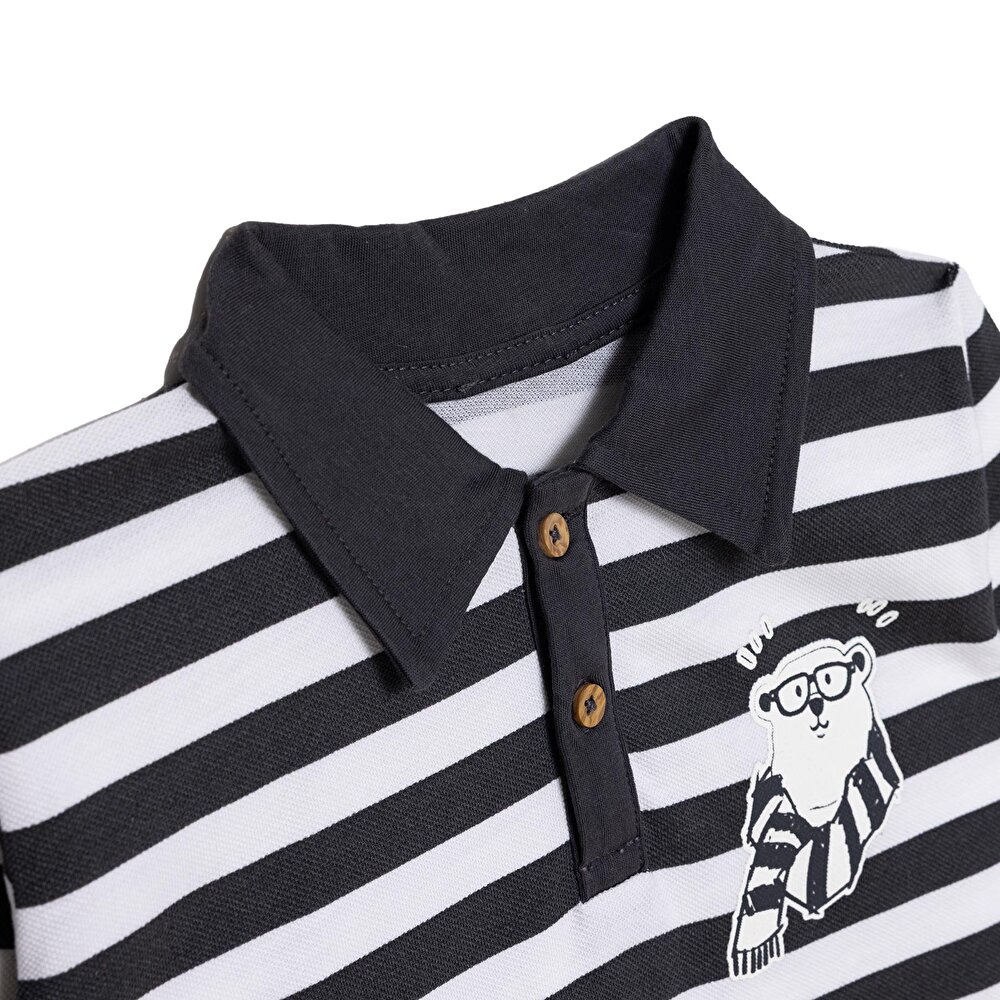 Erkek Bebek Cool Boy Uzun Kol Tshirt Pike Gömlek Yaka