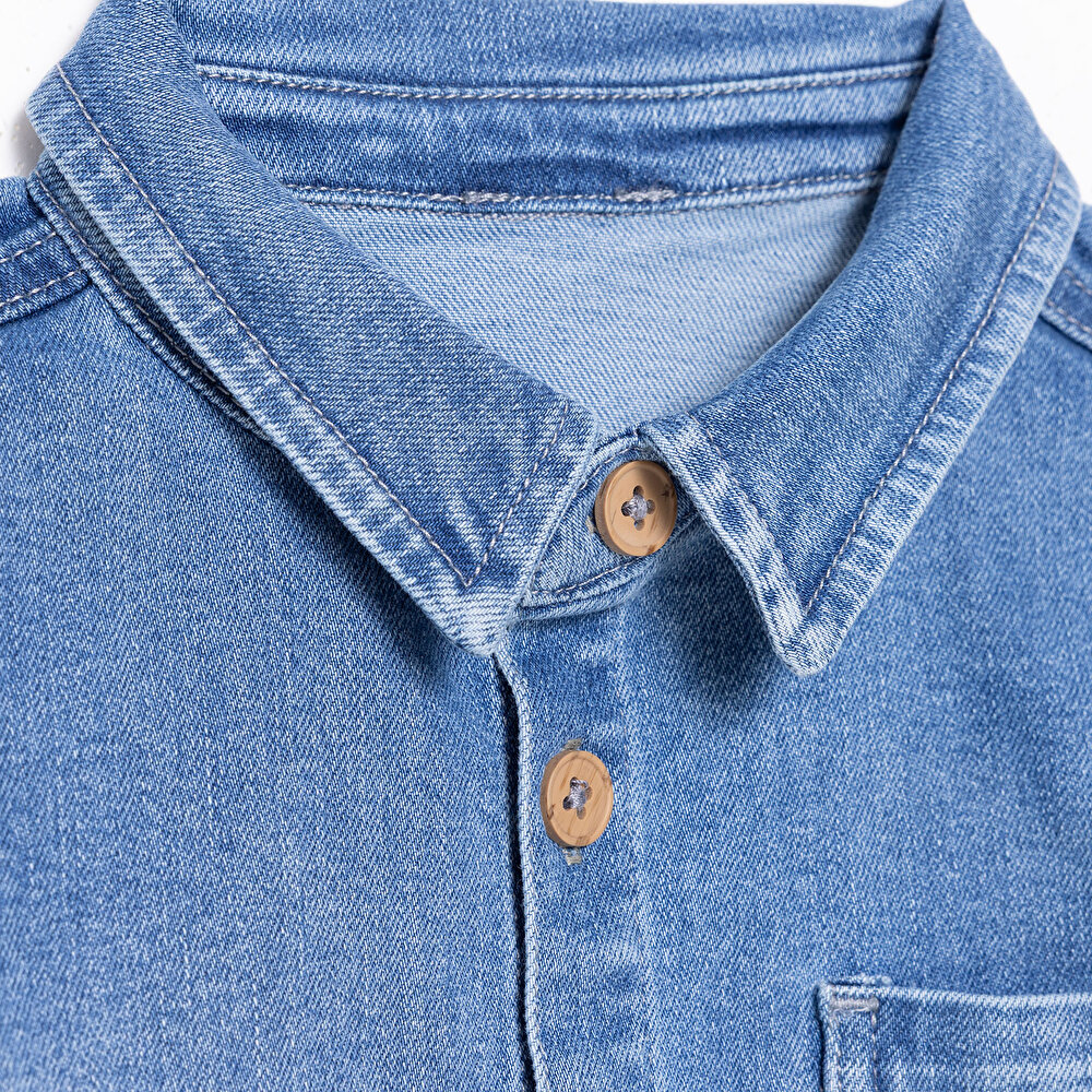 Erkek Bebek Cool Dino Gömlek Modelli Yaka Uzun Kol