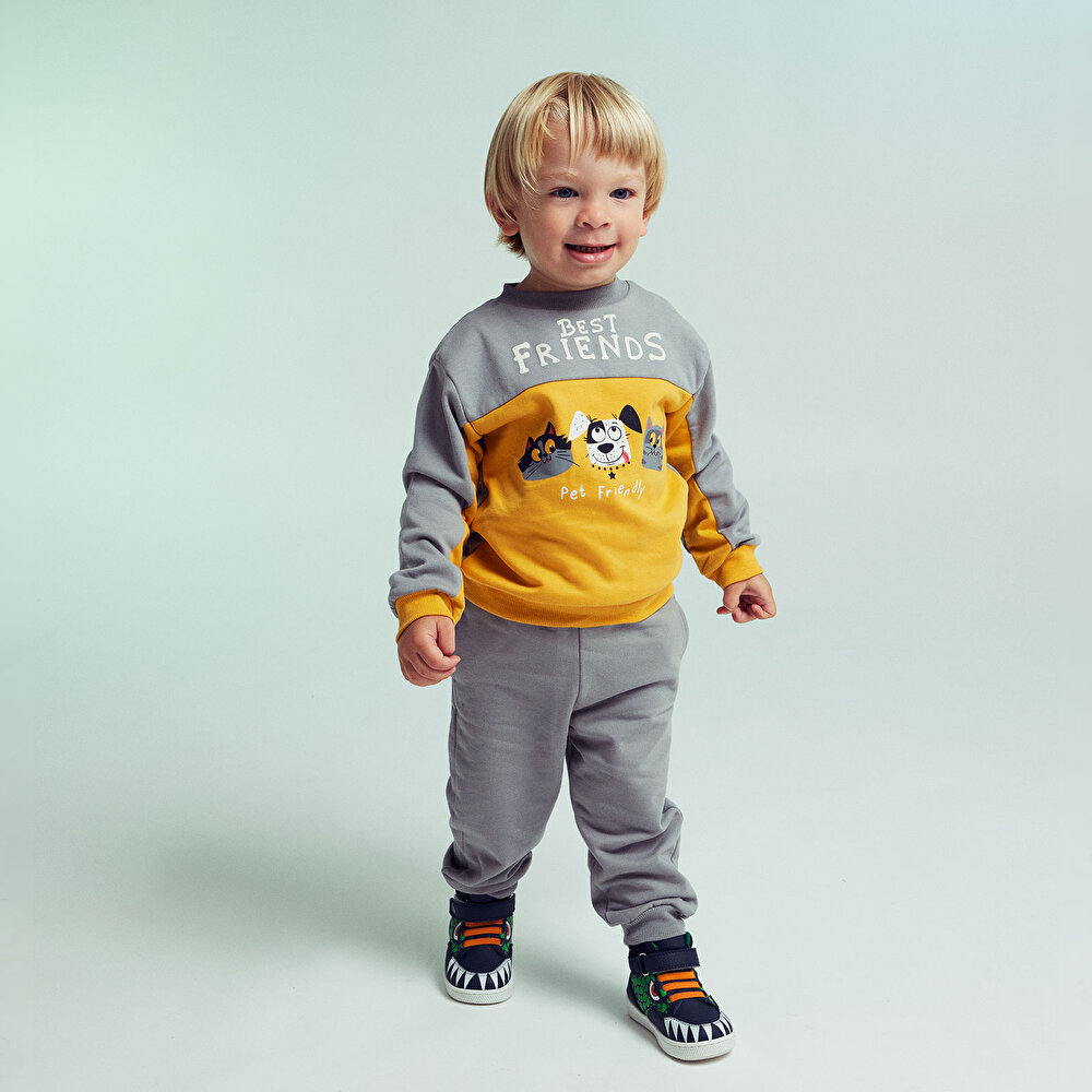 Erkek Bebek Eşofman Takım Bisiklet Yaka Uzun Kol