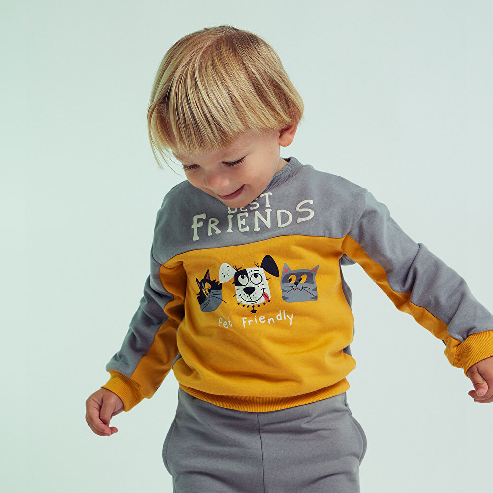 Erkek Bebek Eşofman Takım Bisiklet Yaka Uzun Kol