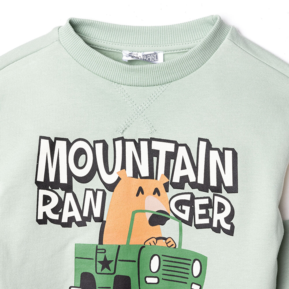 Erkek Bebek Eşofman Takımı Bisiklet Yaka Uzun Kol Ribanalı