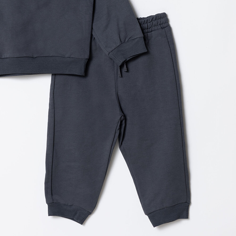 Erkek Bebek Eşofman Takımı Bisiklet Yaka Uzun Kol Ribanalı