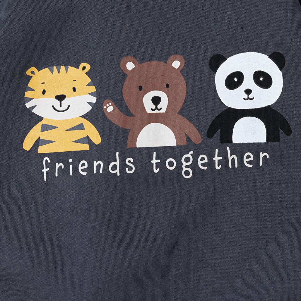 Erkek Bebek Eşofman Takımı Bisiklet Yaka Uzun Kol Ribanalı