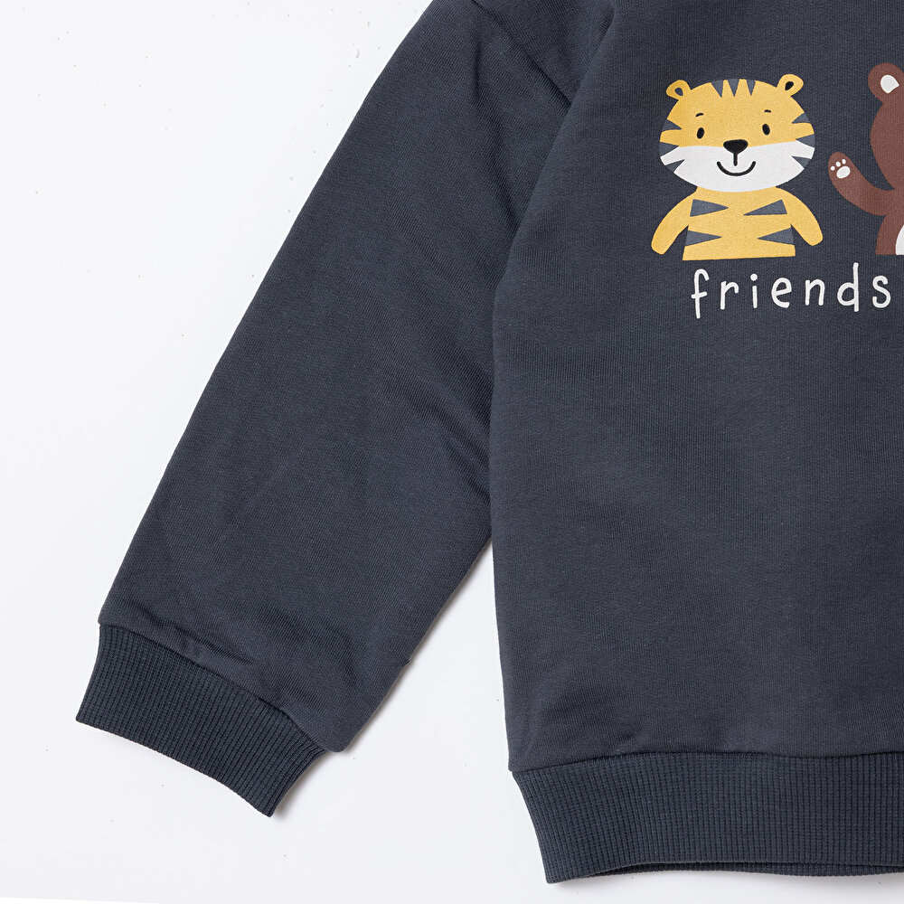 Erkek Bebek Eşofman Takımı Bisiklet Yaka Uzun Kol Ribanalı