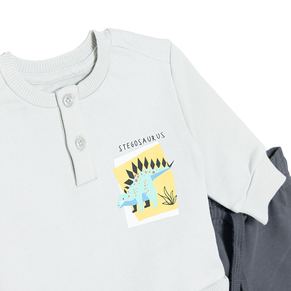 Erkek Bebek Eşofman Takımı Şardonlu Bisiklet Yaka Uzun Kol Ribanalı Paça