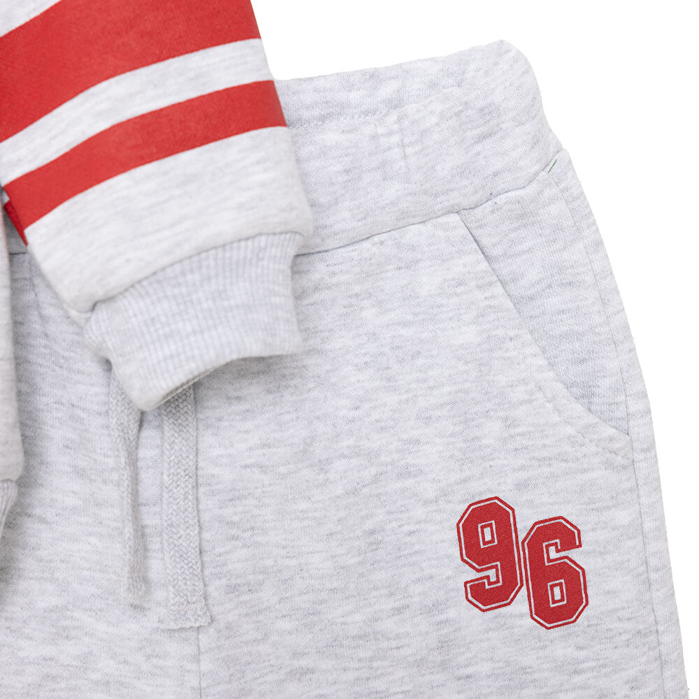 Erkek Bebek Eşofman Takımı Üç İplik Bisiklet Yaka Uzun Kol Ribanalı Paça