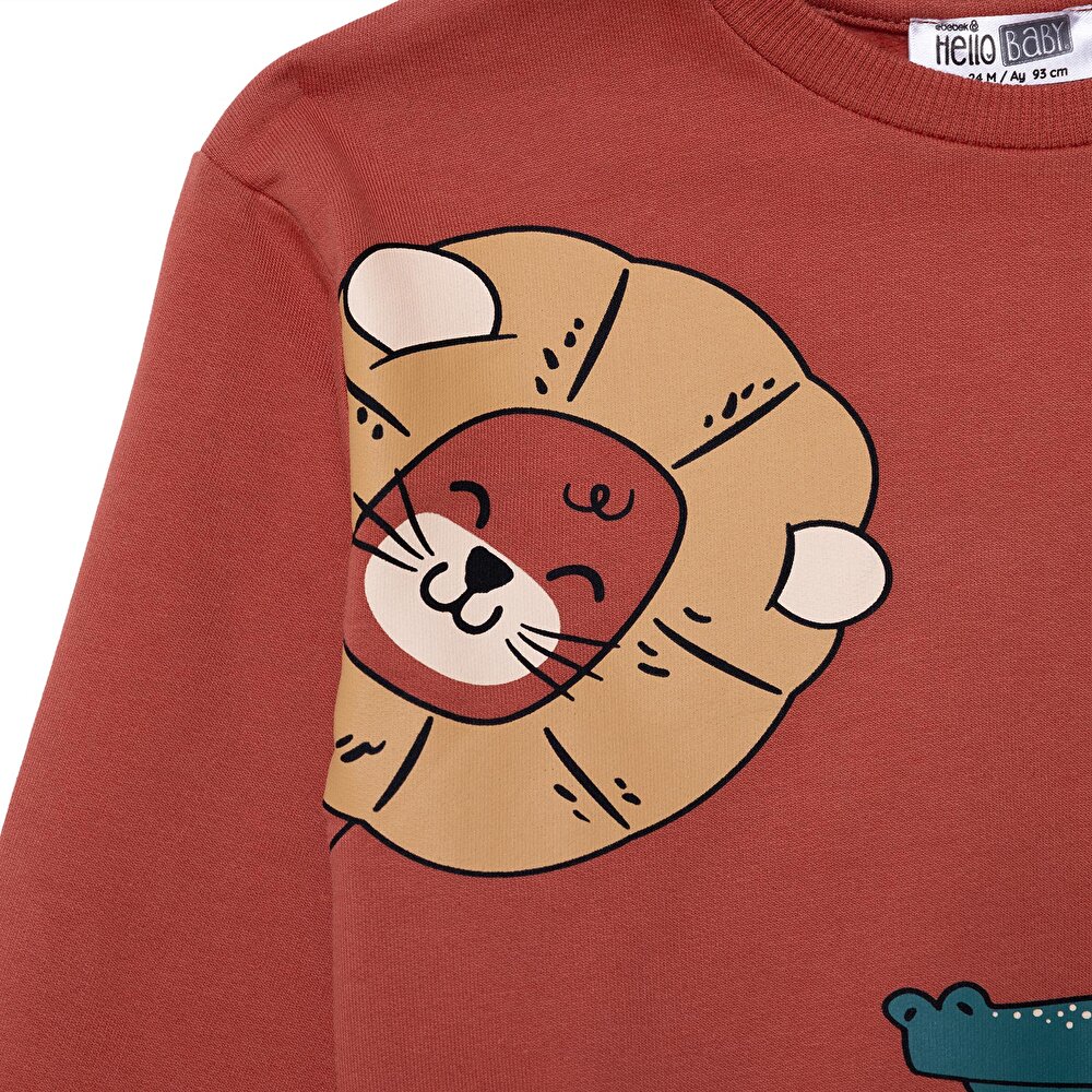 Erkek Bebek Eşofman Takımı Üç İplik Uzun Kol Ribanalı Paça