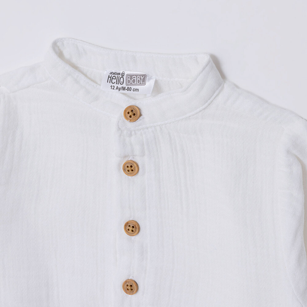 Erkek Bebek Gömlek Hakim Yaka Uzun Kol