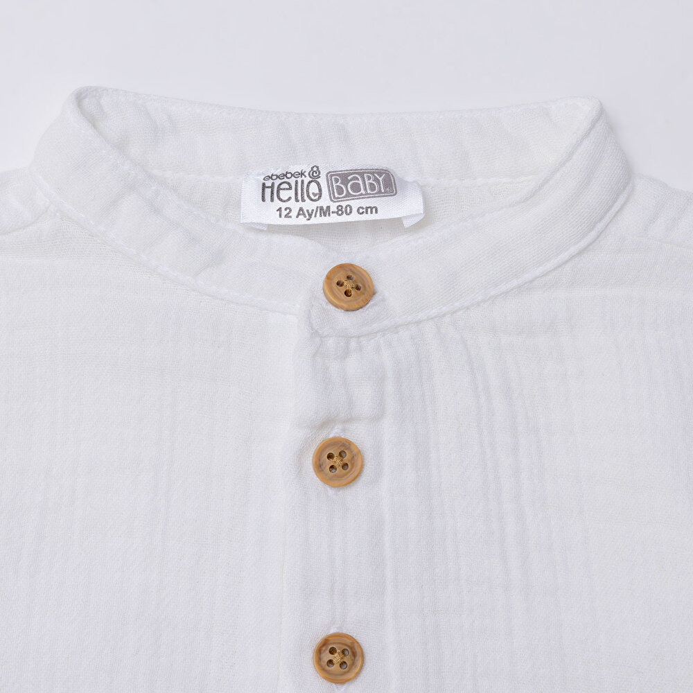 Erkek Bebek Gömlek Hakim Yaka Uzun Kol