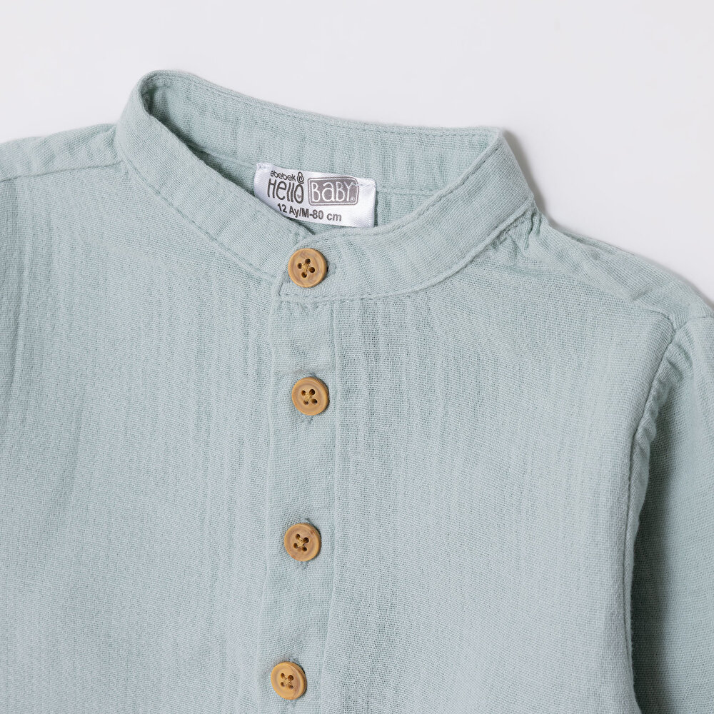 Erkek Bebek Gömlek Hakim Yaka Uzun Kol