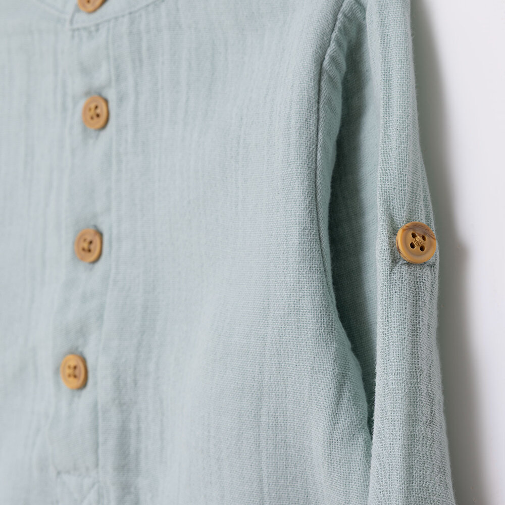 Erkek Bebek Gömlek Hakim Yaka Uzun Kol