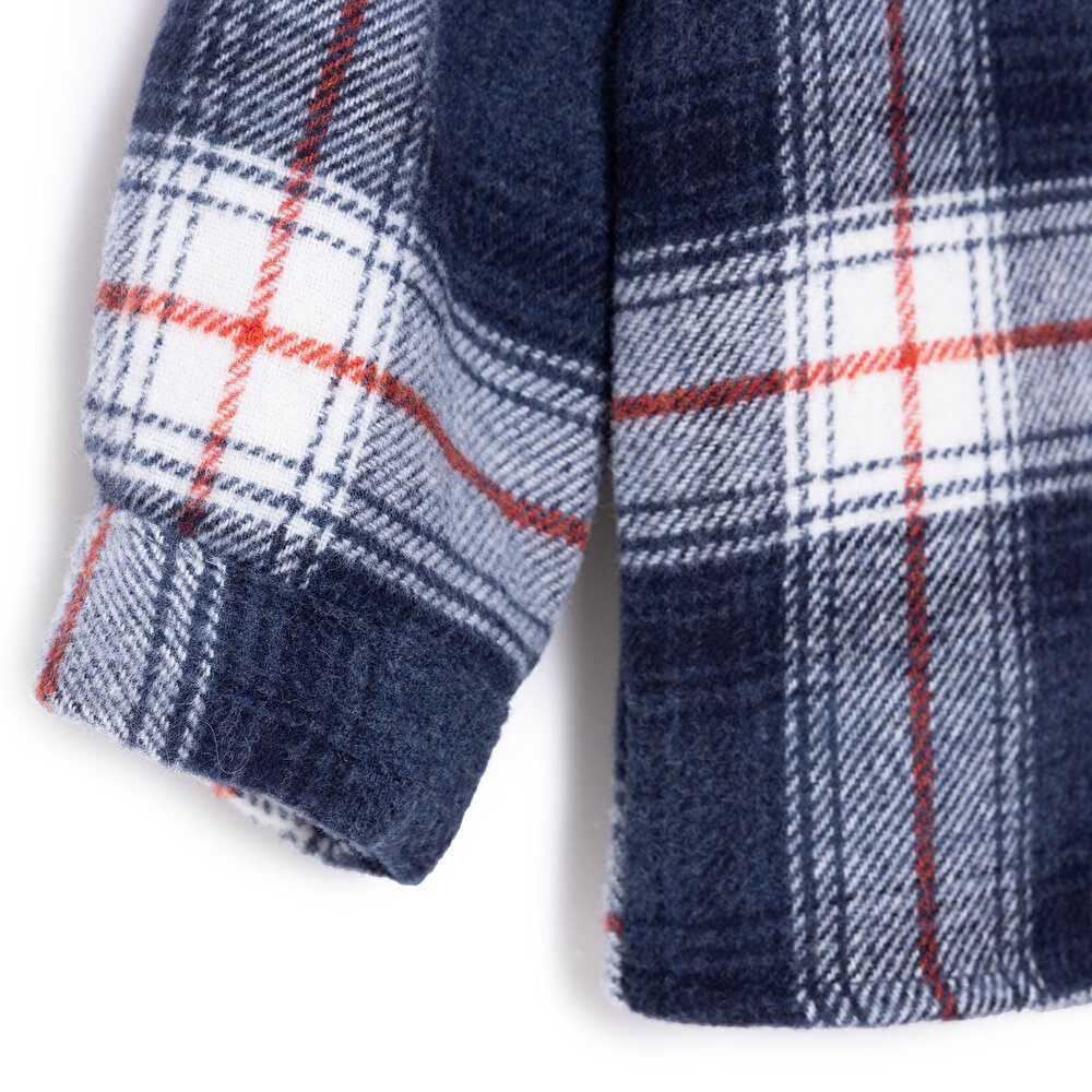 Erkek Bebek Hello Cute Bear Gömlek Düğmeli Kapüşonlu Uzun Kol