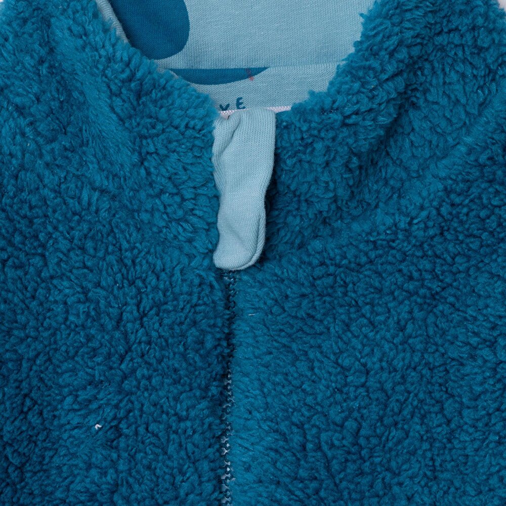 Erkek Bebek Hello Cute Bear Hırka Peluş Dik Yaka Uzun Kol