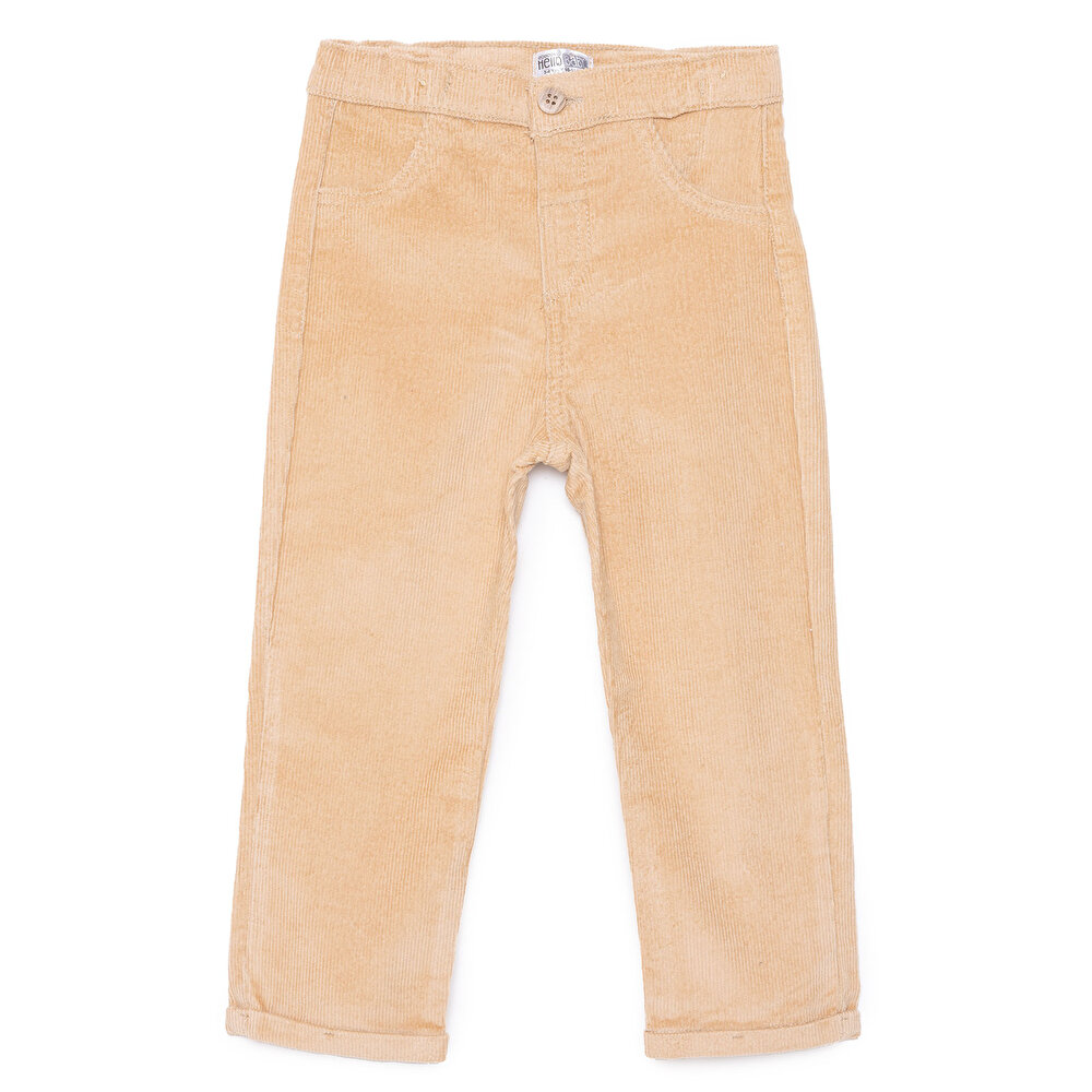 Erkek Bebek Hello Cute Bear Pantolon Kadife Ribanalı Paça