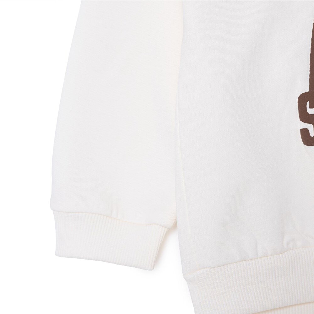 Erkek Bebek Hello Cute Bear Sweatshirt Şardonlu Üç İplik Bisiklet Yaka Uzun Kol