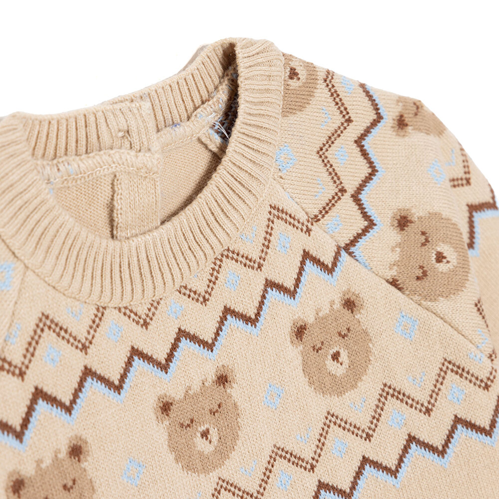 Erkek Bebek Hello Cute Bear Triko Kazak Bisiklet Yaka Uzun Ko