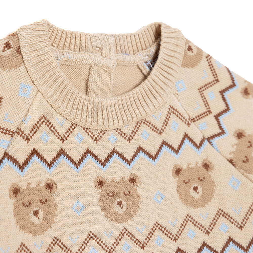 Erkek Bebek Hello Cute Bear Triko Kazak Bisiklet Yaka Uzun Ko