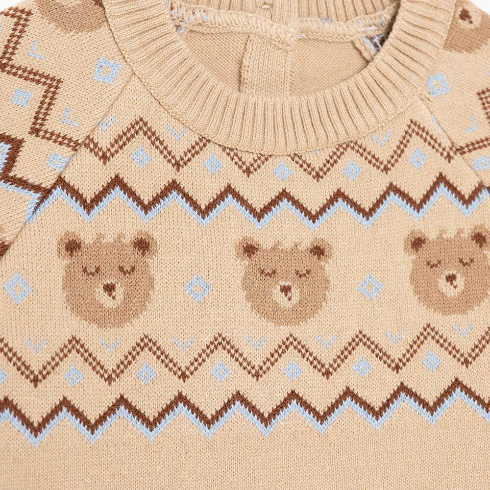 Erkek Bebek Hello Cute Bear Triko Kazak Bisiklet Yaka Uzun Ko