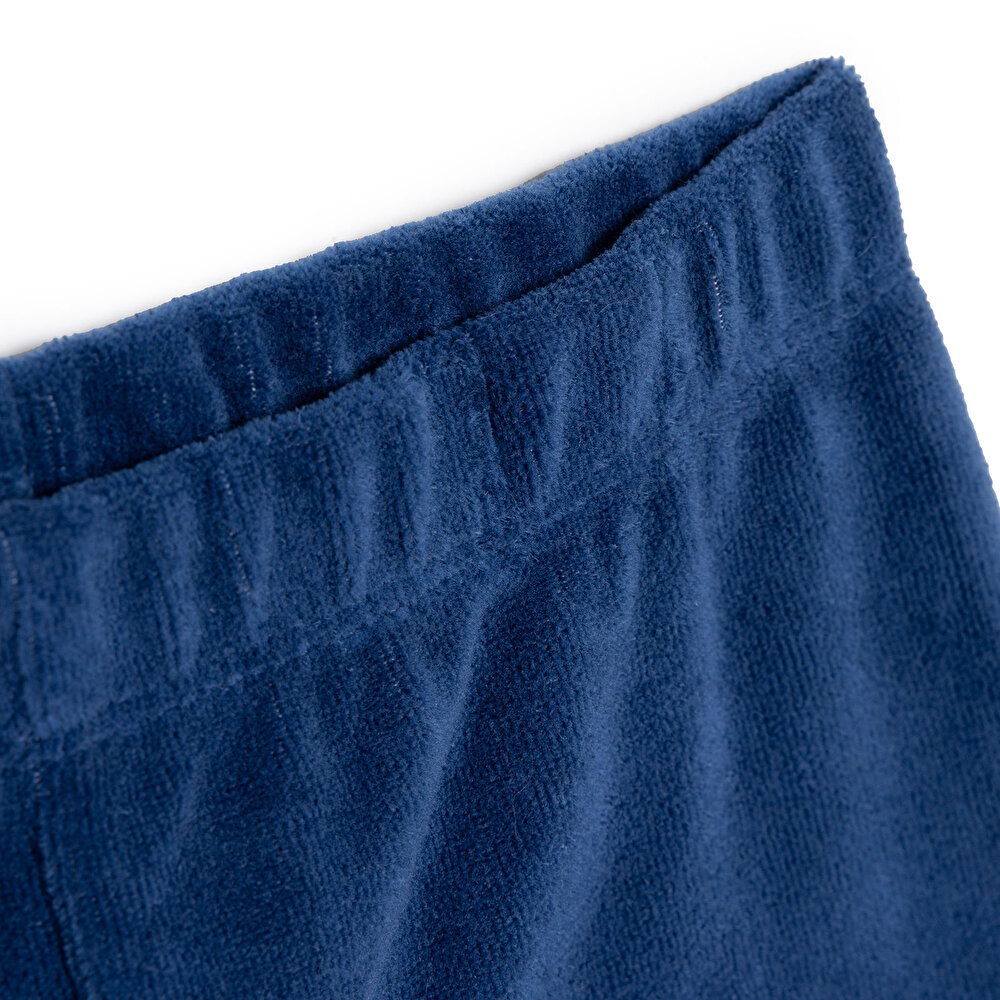 Erkek Bebek Kadife Pijama Takımı Bisiklet Yaka Uzun Kol Ribanalı Paça